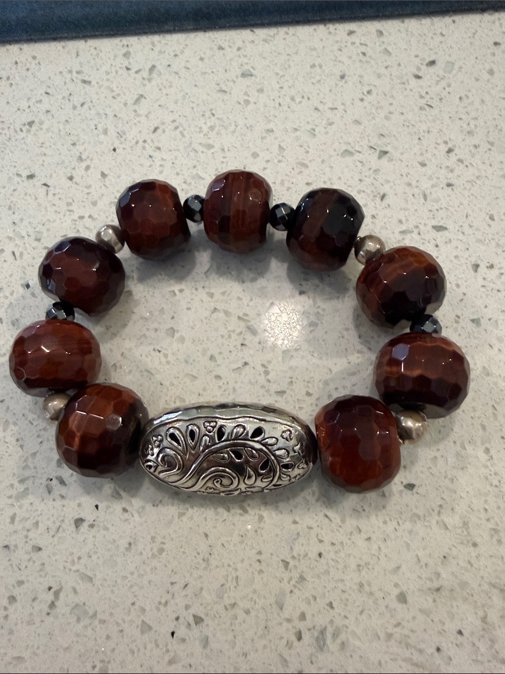 Silpada retired “bring the heat” red tigers eye bracelet